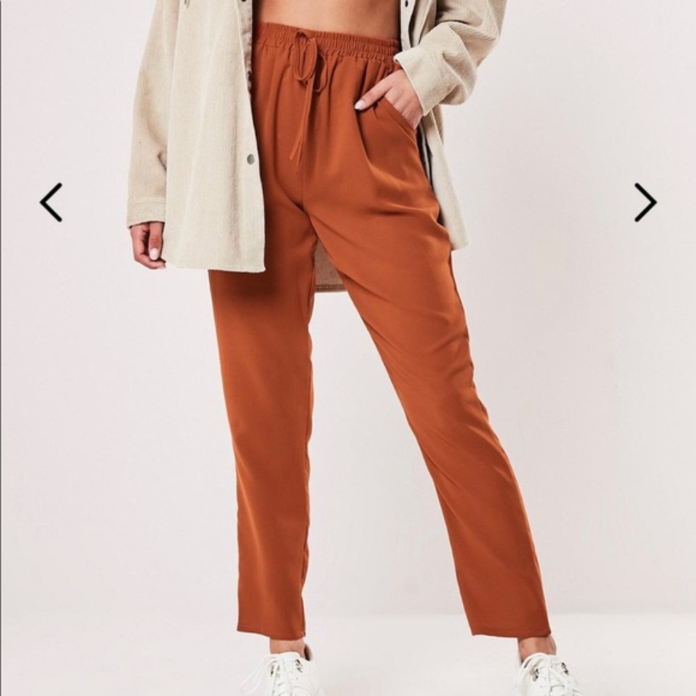 Missguided Rust Tie Waist Pants